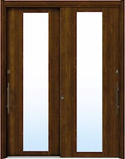 ドアリモ玄関引戸２枚建 複層ガラス仕様 洋風ベーシックＢ０１ 木目色 ランマ無（外側バーハンドル）