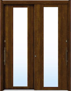ドアリモ玄関引戸２枚建 複層ガラス仕様 洋風ベーシックＢ０１ 木目色 ランマ無（外側バーハンドル）
