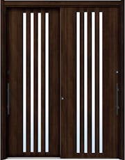 ドアリモ玄関引戸２枚建 複層ガラス仕様 洋風ベーシックＢ０４ 木目色 ランマ無（外側バーハンドル）
