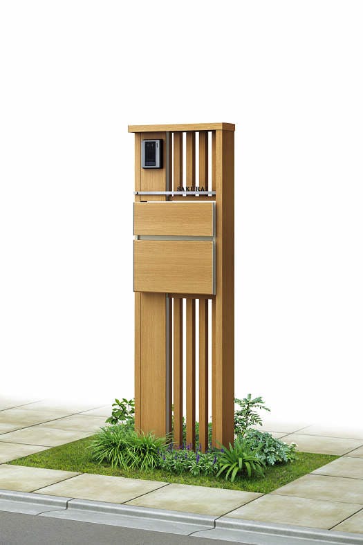 ルシアスポスト ユニット SD02型 木調色 L ステンレスパー付き