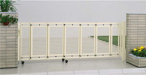 伸縮ゲート YKK YKKap エクスライン伸縮ゲート 1型 両開き アルミカラー［69W] 全幅6947 開口幅6797