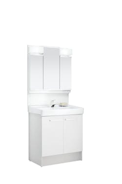 D7シリーズ750間口 3面鏡LED照明くもり止めなし全収納 2枚扉式シングルレバー混合水栓