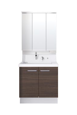 K1シリーズ750間口 3面鏡スリムLED照明くもり止めあり全収納トレイアレンジ仕切りトイレ 2枚扉式くるくる水栓高さ800