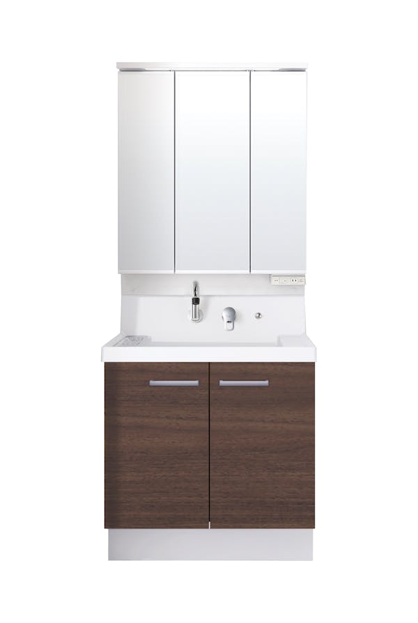 K1シリーズ750間口 3面鏡スリムLED照明くもり止めあり全収納トレイアレンジ仕切りトイレ 2枚扉式くるくる水栓高さ800 | LIXIL