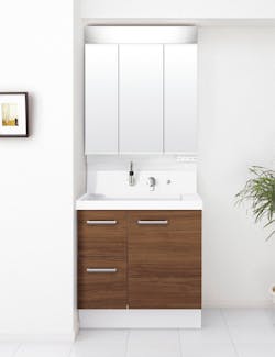 K1シリーズ750間口 3面鏡LED照明くもり止めあり全収納トレイアレンジ仕切りトイレ 片引出しタイプくるくる水栓高さ800