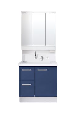 K1シリーズ750間口 3面鏡スリムLED照明くもり止めあり全収納トレイアレンジ仕切りトイレスマートポケット 片引出しタイプくるくる水栓高さ800