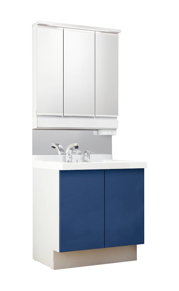 J1シリーズ750間口 3面鏡スリムLED照明くもり止めあり全収納トレイアレンジスマートポケット 2枚扉式シングルレバー洗髪シャワー水栓 | LIXIL