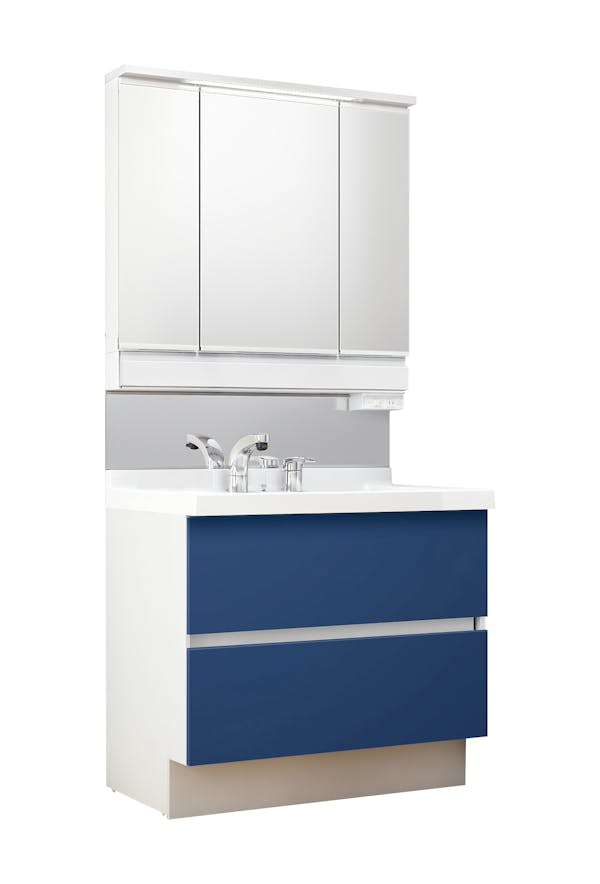 J1シリーズ900間口 3面鏡スリムLED照明くもり止めあり全収納トレイアレンジスマートポケット 2段引出しタイプシングルレバー洗髪シャワー水栓 | LIXIL