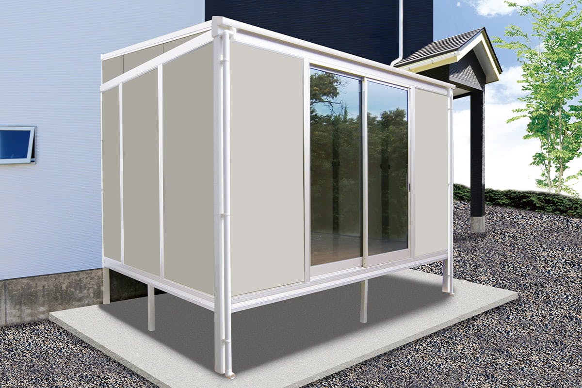 ガーデンフェイス断熱ユニット囲いやすらぎ A（基本タイプ） 外壁パネル単色仕様 2.0間×6尺 積雪30cm対応
